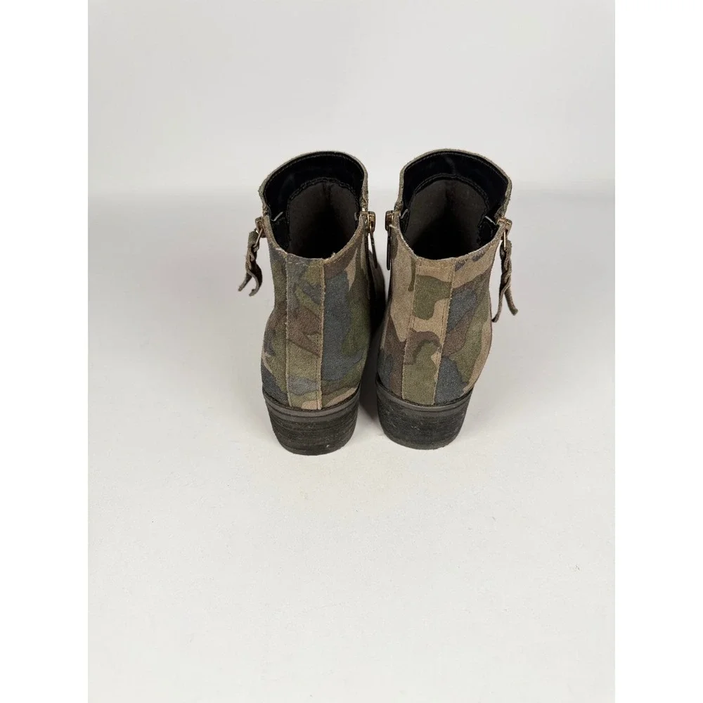 Blondo Waterproof Camo Suede Ankle Boots Green‎ Brown B5859 7.5M